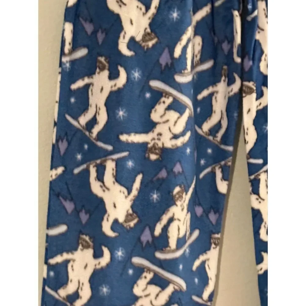 Holiday Time Kids XL 14-16 Blue Bigfoot Snowboarding Fleece Pajama Pants Sleep